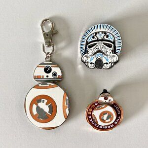 DISNEY Star Wars Enamel Pins and Keychain - Lot of 3